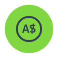 A$ currency icon truck icon
